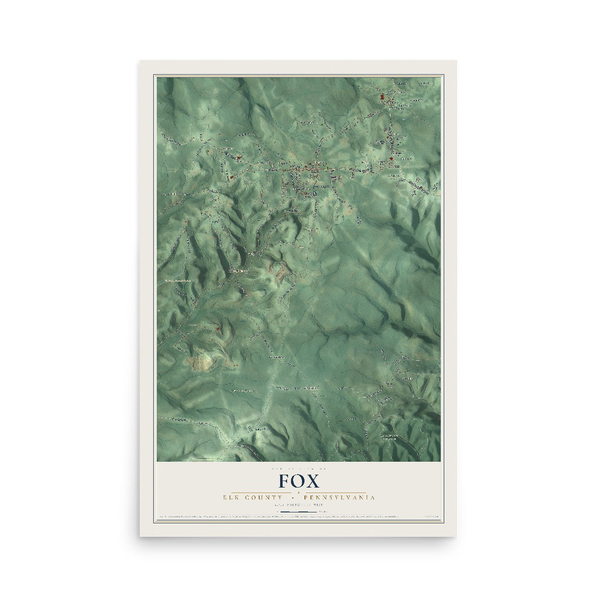 Map of Fox, Elk County, Pennsylvania, 12 x 18 inch unframed archival matte print