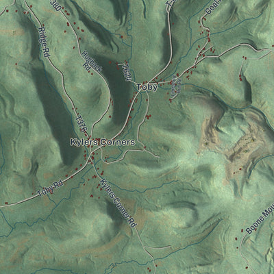 Second close-up of the map of Fox, Elk County, Pennsylvania print showing more streets and buildings
