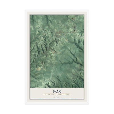 Map of Fox, Elk County, Pennsylvania, 12 x 18 inch print in a white wood frame