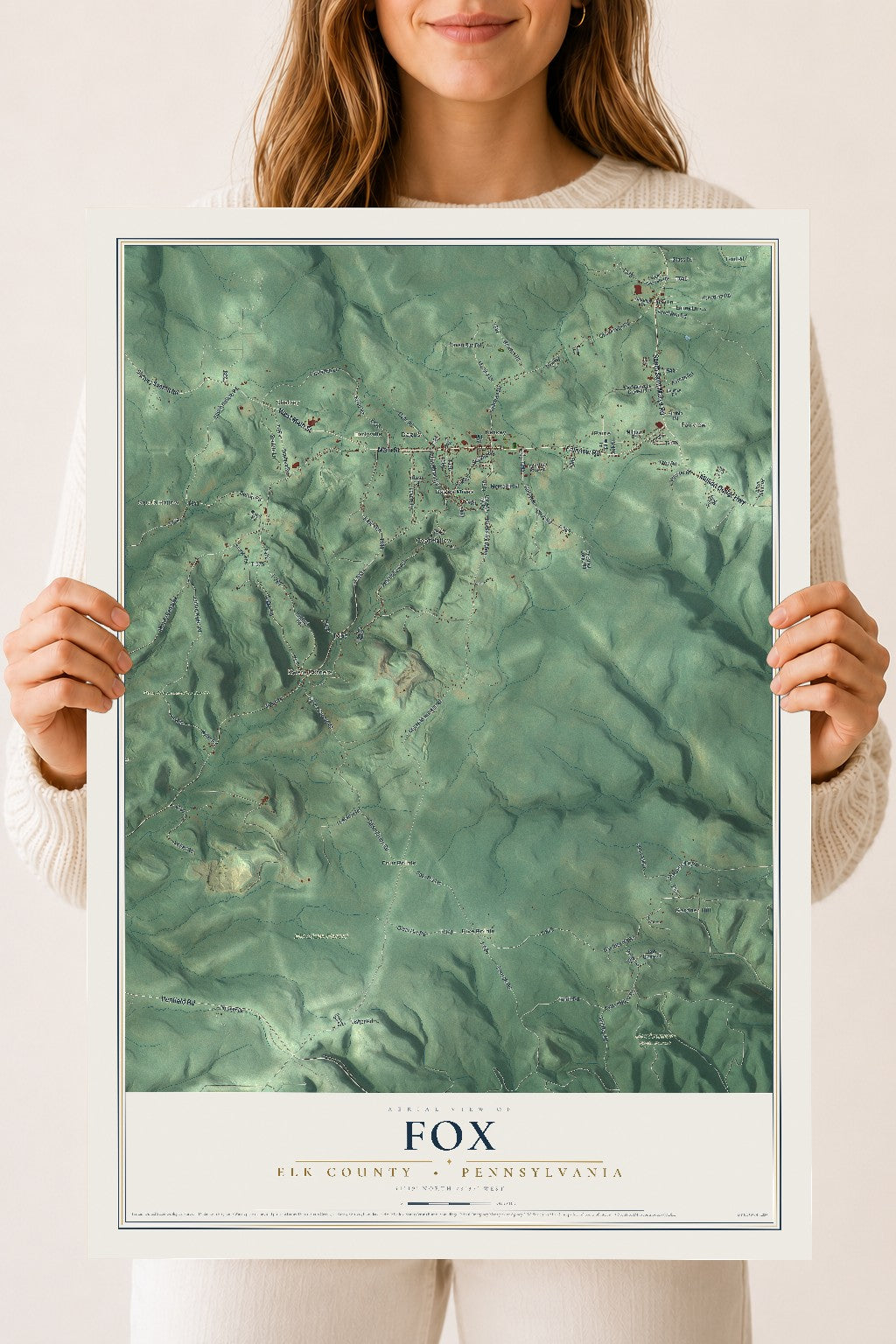Map of Fox, Elk County, Pennsylvania, 18 x 24 inch unframed archival matte print
