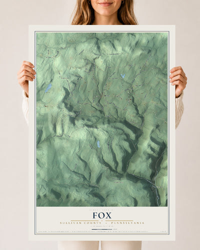 Map of Fox, Sullivan County, Pennsylvania, 24 x 36 inch unframed archival matte print