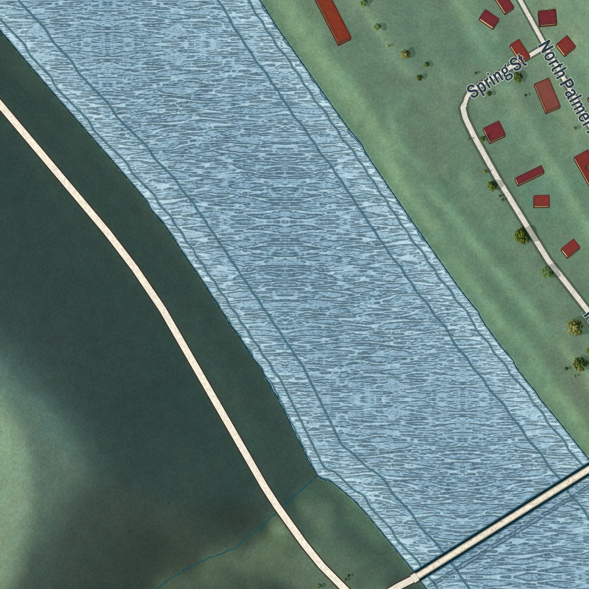 Second close-up of the map of Foxburg, Pennsylvania print showing more streets and buildings