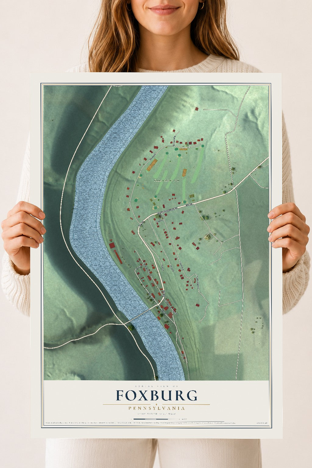 Map of Foxburg, Pennsylvania, 18 x 24 inch unframed archival matte print
