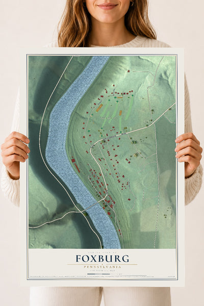 Map of Foxburg, Pennsylvania, 18 x 24 inch unframed archival matte print
