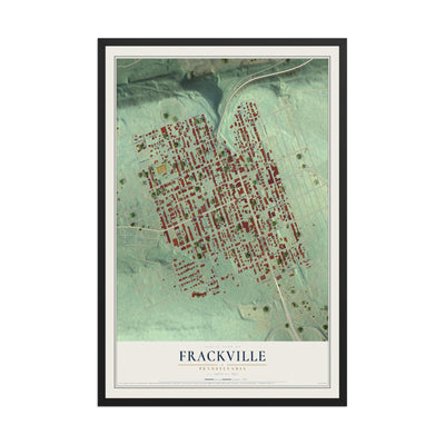 Map of Frackville, Pennsylvania, 12 x 18 inch print in a black wood frame