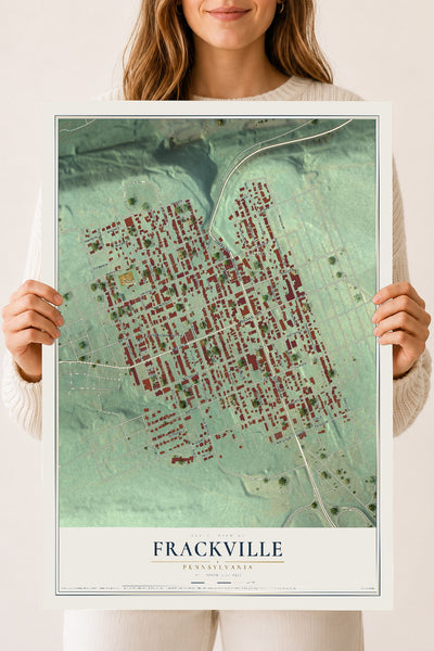 Map of Frackville, Pennsylvania, 18 x 24 inch unframed archival matte print