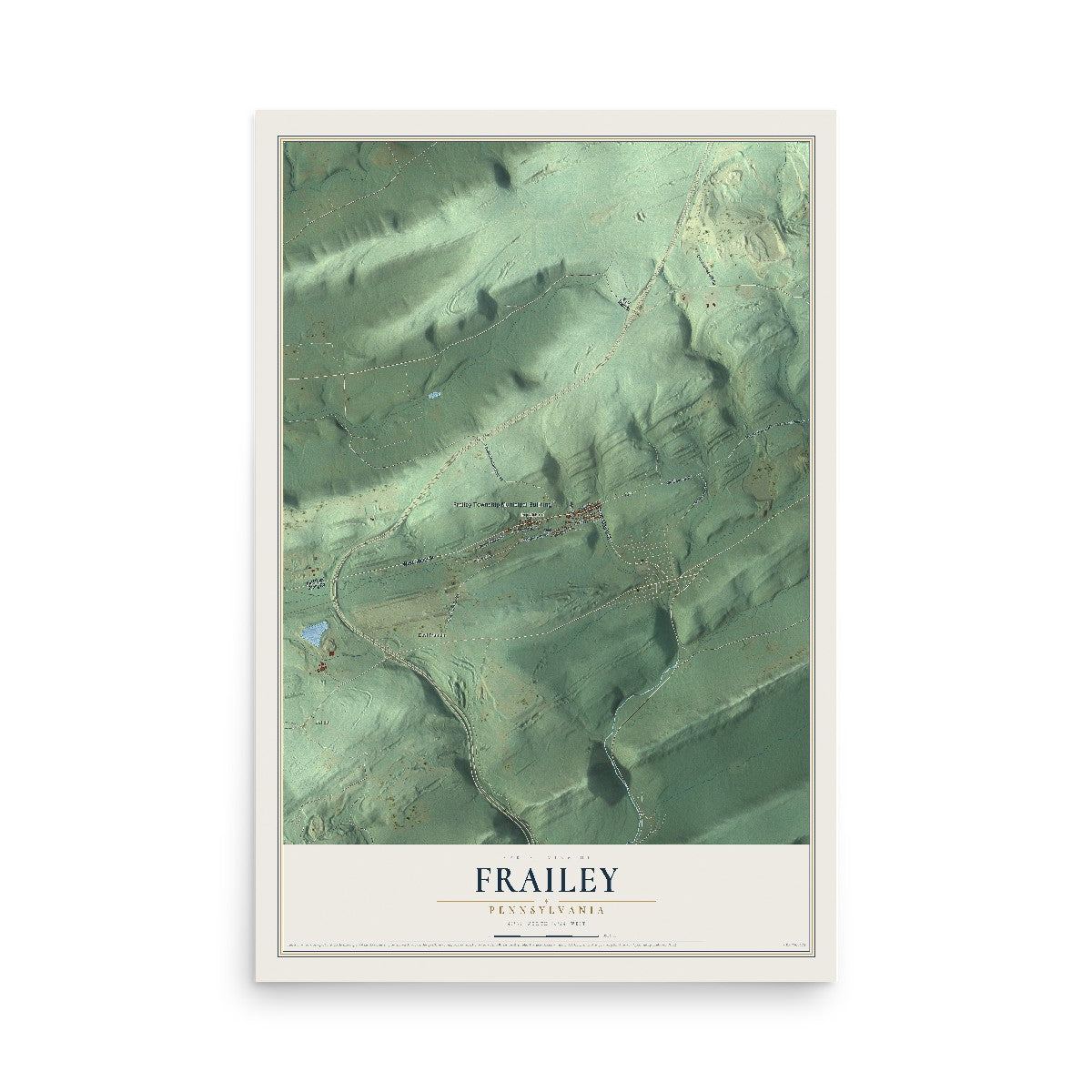Map of Frailey, Pennsylvania, 12 x 18 inch unframed archival matte print
