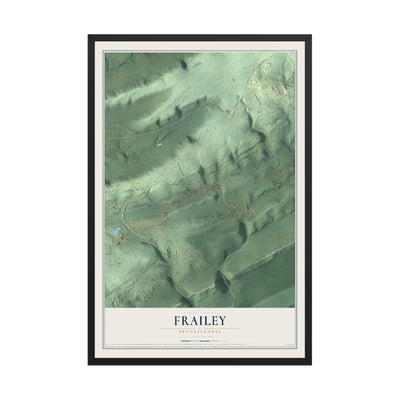 Map of Frailey, Pennsylvania, 12 x 18 inch print in a black wood frame