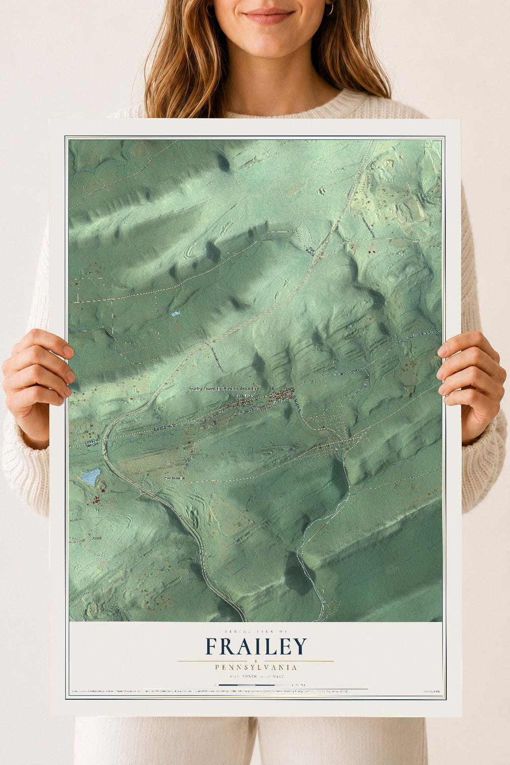 Map of Frailey, Pennsylvania, 18 x 24 inch unframed archival matte print