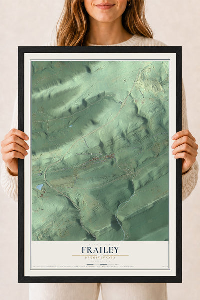 Map of Frailey, Pennsylvania, 18 x 24 inch print in a black wood frame