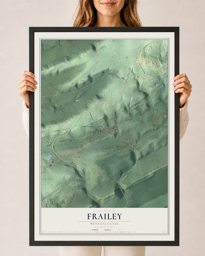 Map of Frailey, Pennsylvania, 24 x 36 inch print in a black wood frame