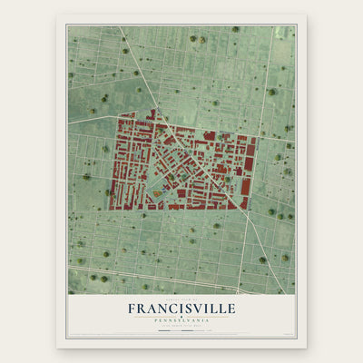 Francisville, Pennsylvania map print, the full design