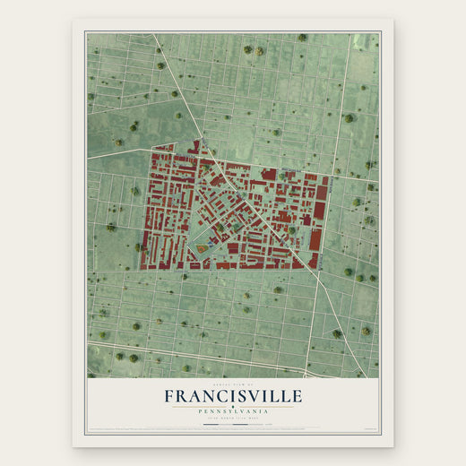Francisville, Pennsylvania map print, the full design