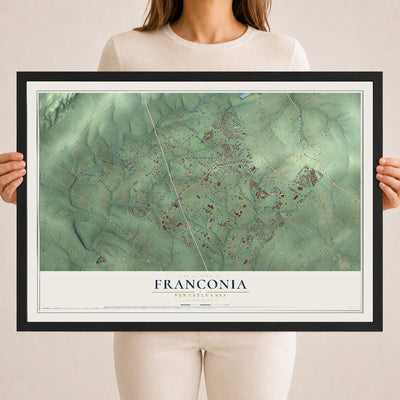 Map of Franconia, Pennsylvania, 18 x 24 inch print in a black wood frame