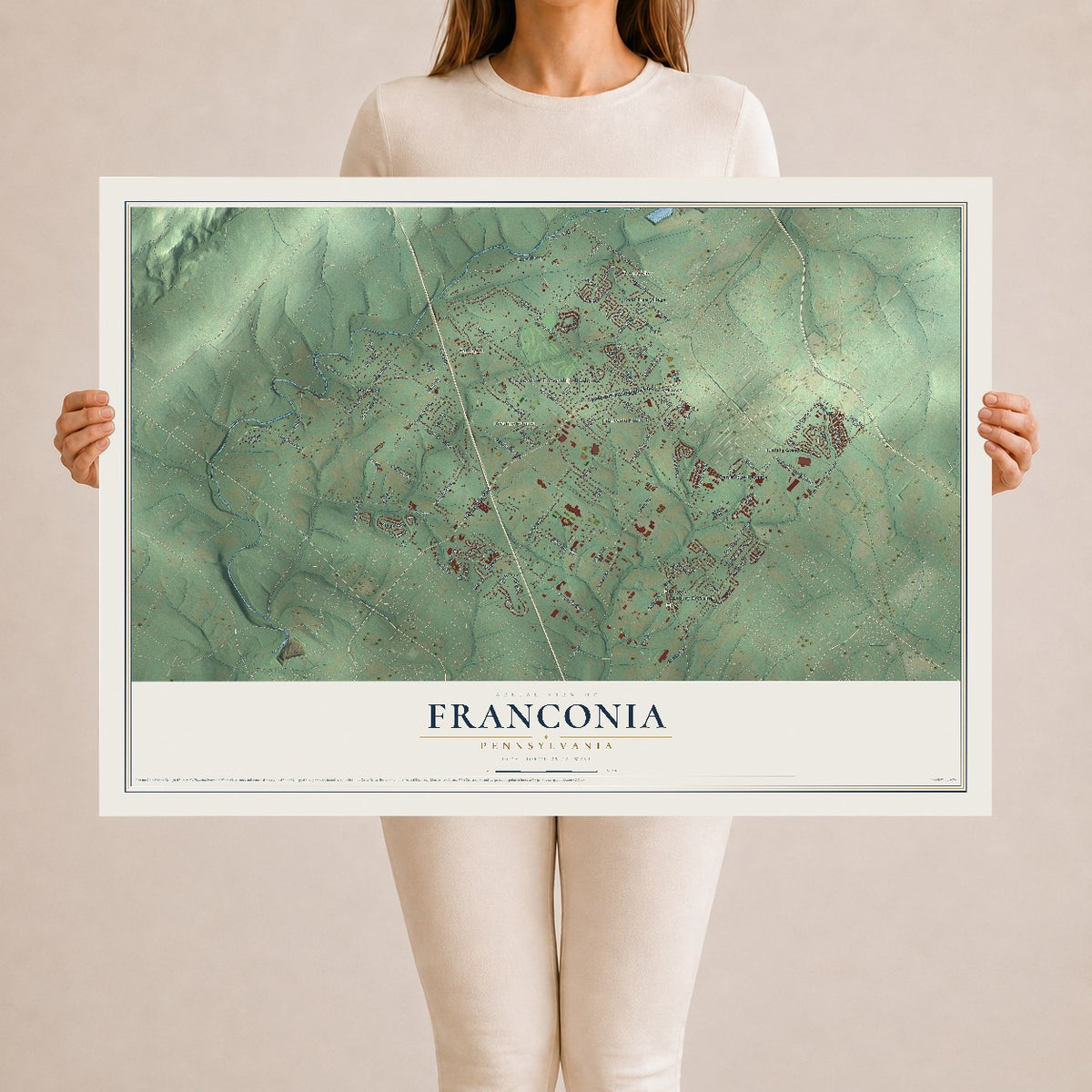 Map of Franconia, Pennsylvania, 24 x 36 inch unframed archival matte print
