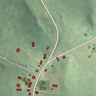 Close-up of the map of Frankfort Springs, Pennsylvania print showing street and building detail