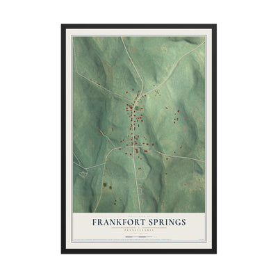 Map of Frankfort Springs, Pennsylvania, 12 x 18 inch print in a black wood frame