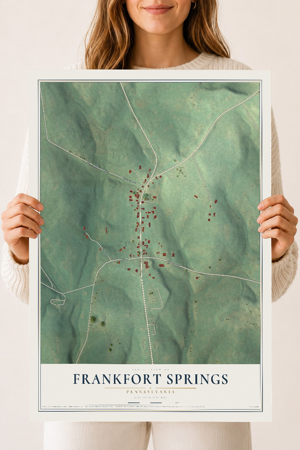 Map of Frankfort Springs, Pennsylvania, 18 x 24 inch unframed archival matte print