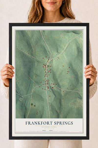 Map of Frankfort Springs, Pennsylvania, 18 x 24 inch print in a black wood frame