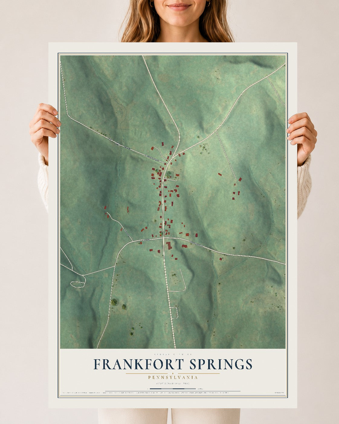 Map of Frankfort Springs, Pennsylvania, 24 x 36 inch unframed archival matte print