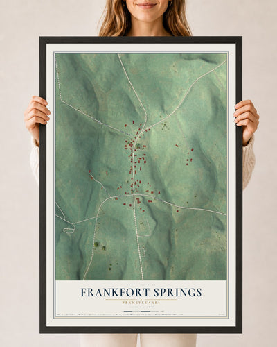 Map of Frankfort Springs, Pennsylvania, 24 x 36 inch print in a black wood frame