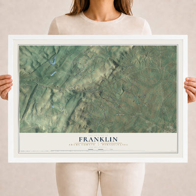 Map of Franklin, Adams County, Pennsylvania, 18 x 24 inch print in a white wood frame