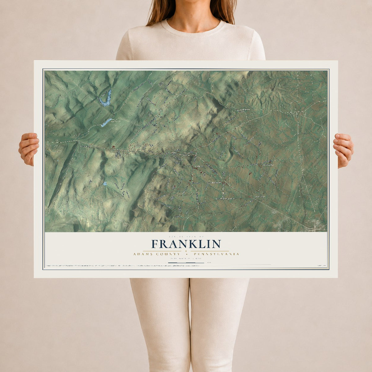 Map of Franklin, Adams County, Pennsylvania, 24 x 36 inch unframed archival matte print