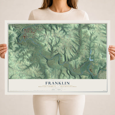 Map of Franklin, Beaver County, Pennsylvania, 18 x 24 inch unframed archival matte print
