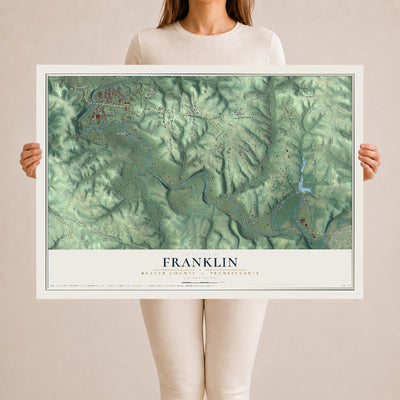 Map of Franklin, Beaver County, Pennsylvania, 24 x 36 inch unframed archival matte print