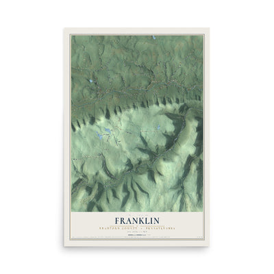 Map of Franklin, Bradford County, Pennsylvania, 12 x 18 inch unframed archival matte print