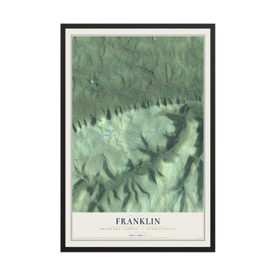 Map of Franklin, Bradford County, Pennsylvania, 12 x 18 inch print in a black wood frame