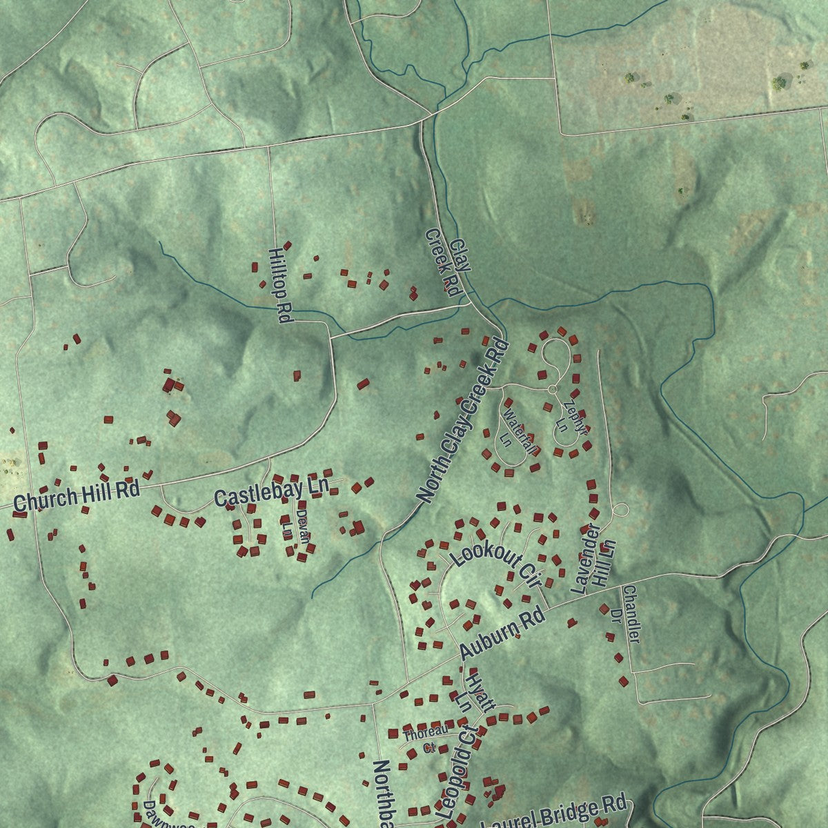 Second close-up of the map of Franklin, Chester County, Pennsylvania print showing more streets and buildings