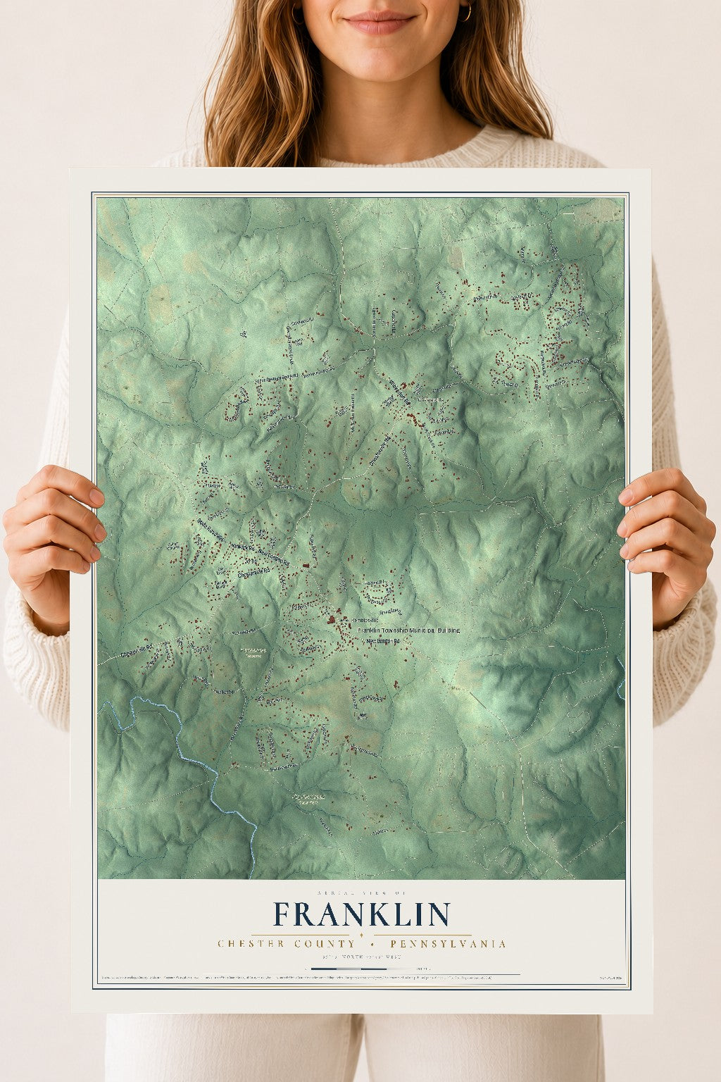 Map of Franklin, Chester County, Pennsylvania, 18 x 24 inch unframed archival matte print