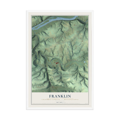Map of Franklin, Columbia County, Pennsylvania, 12 x 18 inch print in a white wood frame