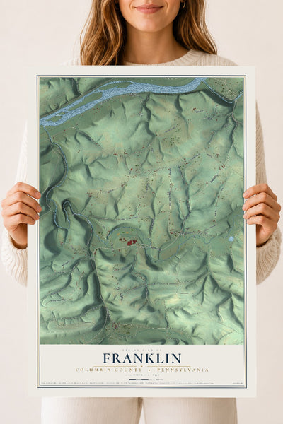Map of Franklin, Columbia County, Pennsylvania, 18 x 24 inch unframed archival matte print