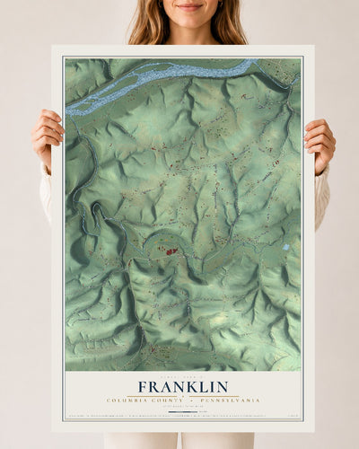 Map of Franklin, Columbia County, Pennsylvania, 24 x 36 inch unframed archival matte print