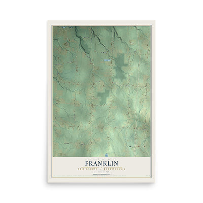 Map of Franklin, Erie County, Pennsylvania, 12 x 18 inch unframed archival matte print