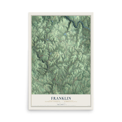 Map of Franklin, Fayette County, Pennsylvania, 12 x 18 inch unframed archival matte print