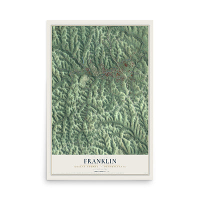 Map of Franklin, Greene County, Pennsylvania, 12 x 18 inch unframed archival matte print