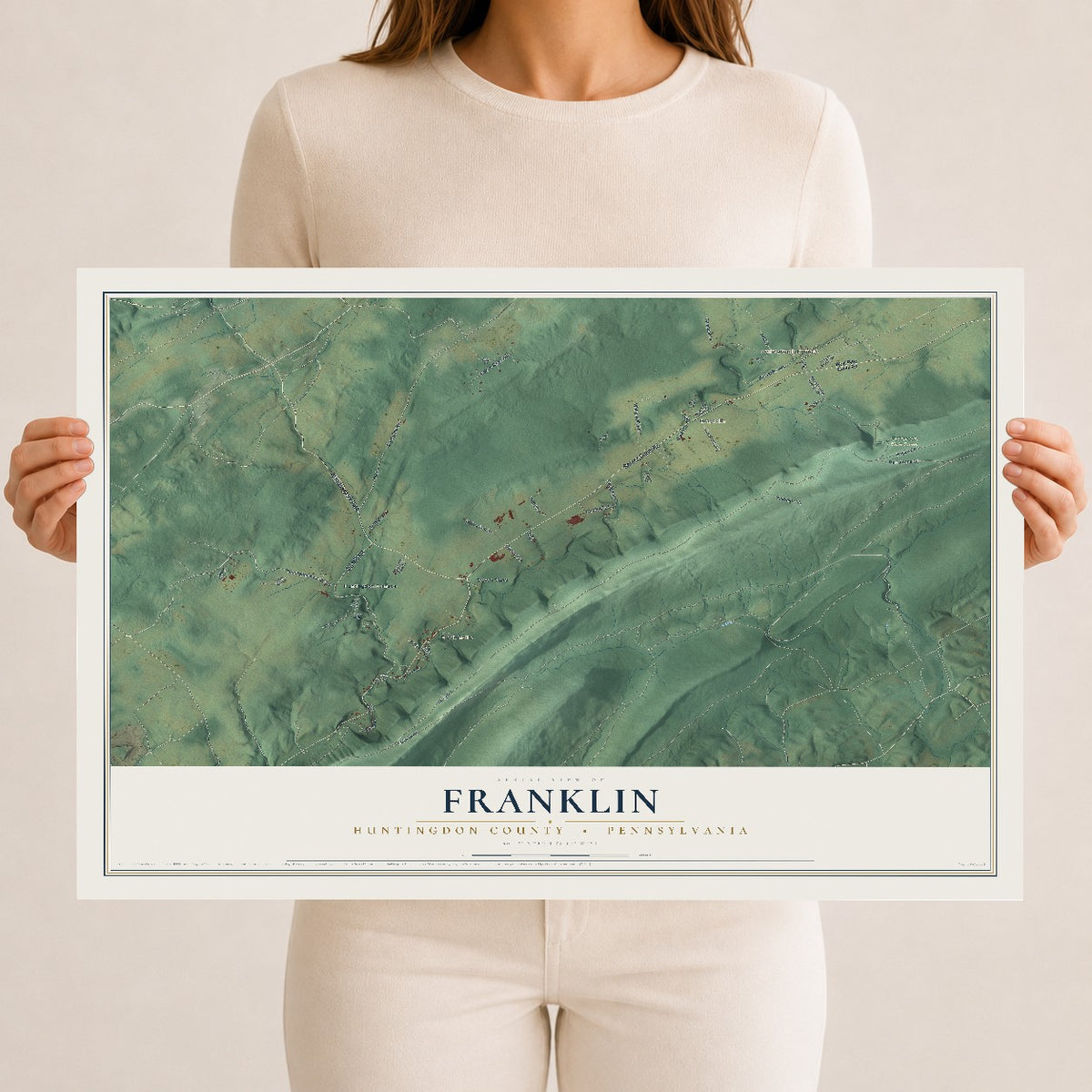 Map of Franklin, Huntingdon County, Pennsylvania, 12 x 18 inch unframed archival matte print