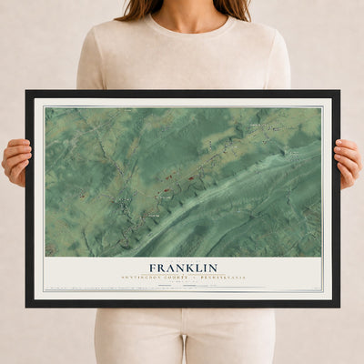 Map of Franklin, Huntingdon County, Pennsylvania, 12 x 18 inch print in a black wood frame