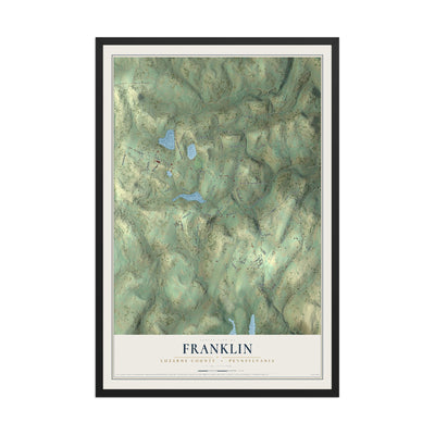 Map of Franklin, Luzerne County, Pennsylvania, 12 x 18 inch print in a black wood frame