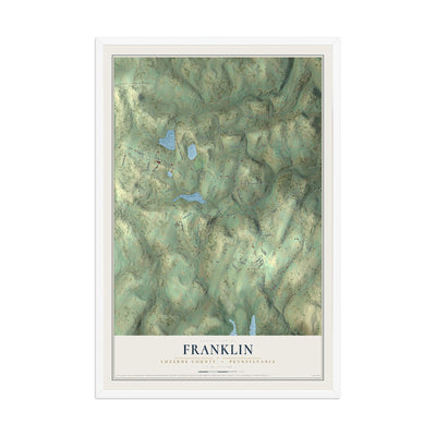 Map of Franklin, Luzerne County, Pennsylvania, 12 x 18 inch print in a white wood frame