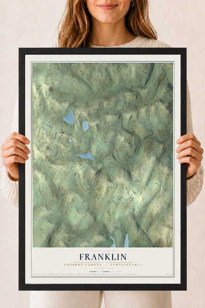 Map of Franklin, Luzerne County, Pennsylvania, 18 x 24 inch print in a black wood frame