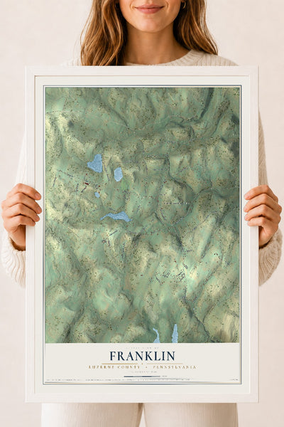 Map of Franklin, Luzerne County, Pennsylvania, 18 x 24 inch print in a white wood frame