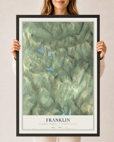Map of Franklin, Luzerne County, Pennsylvania, 24 x 36 inch print in a black wood frame