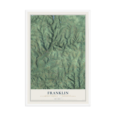 Map of Franklin, Lycoming County, Pennsylvania, 12 x 18 inch print in a white wood frame