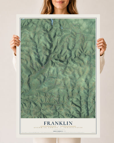 Map of Franklin, Lycoming County, Pennsylvania, 24 x 36 inch unframed archival matte print