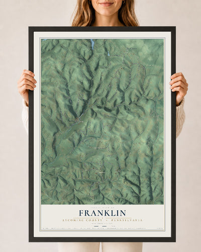 Map of Franklin, Lycoming County, Pennsylvania, 24 x 36 inch print in a black wood frame