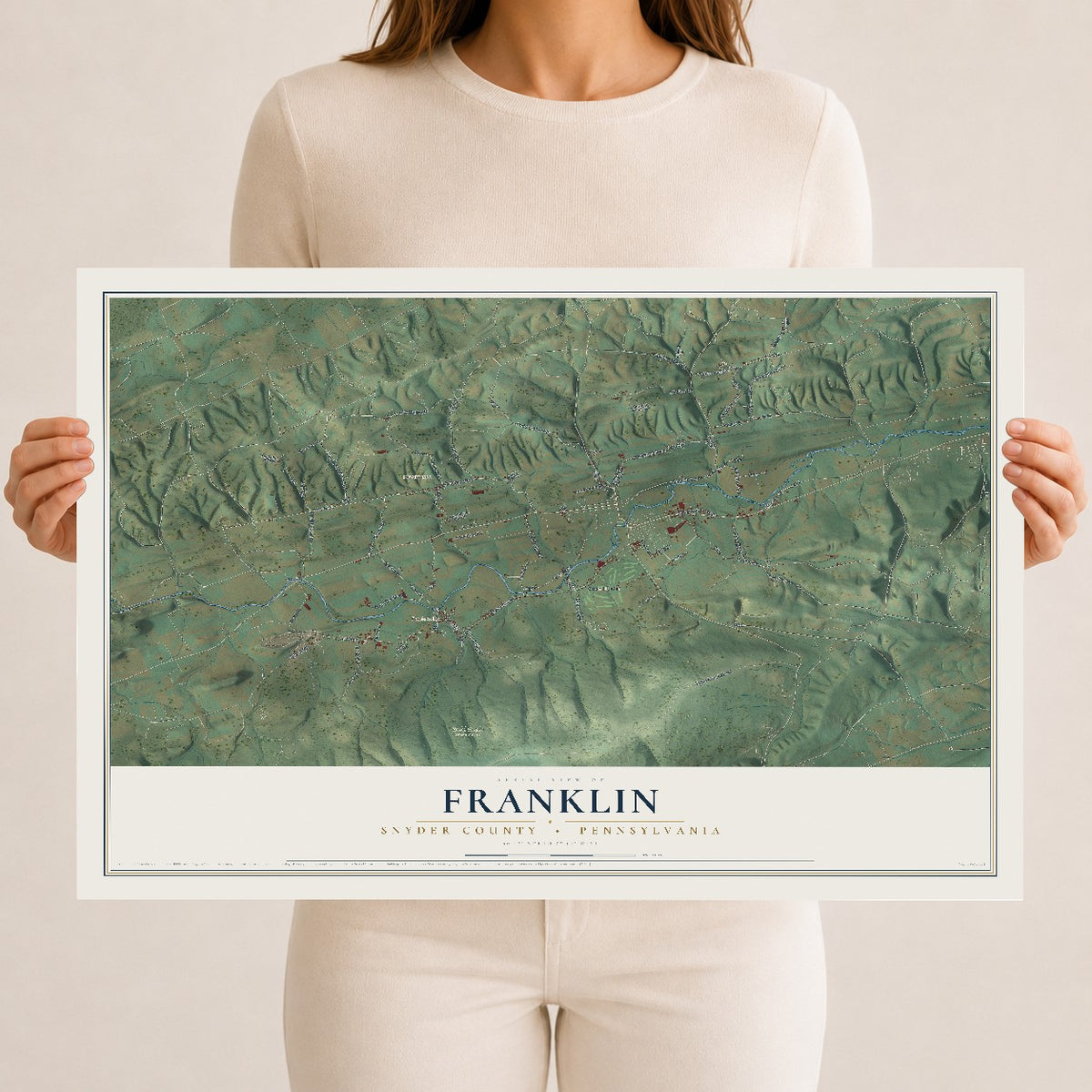 Map of Franklin, Snyder County, Pennsylvania, 12 x 18 inch unframed archival matte print